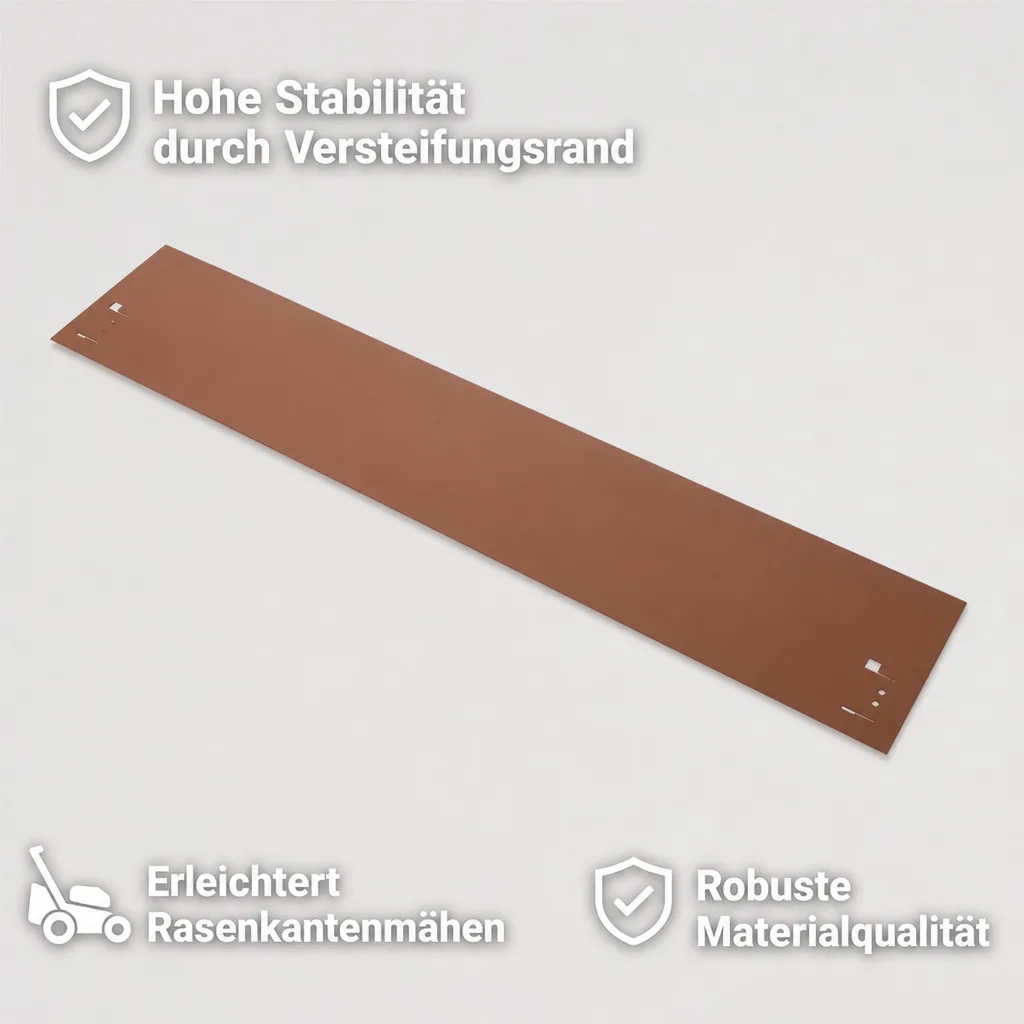 Rasenkanten Metall Höhe 13.5-18.5 cm Länge 120 cm  | Beeteinfassung | Beetumrandung | Beetbegrenzungen, Farbe: Braun; Größe: 1 Stück 18.5cm