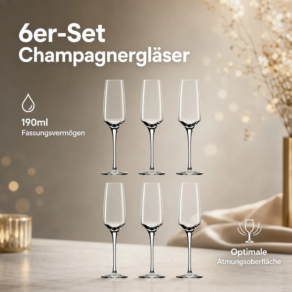 Champagnergläser, Sektgläser - Experience, 6er-Set, 190ml