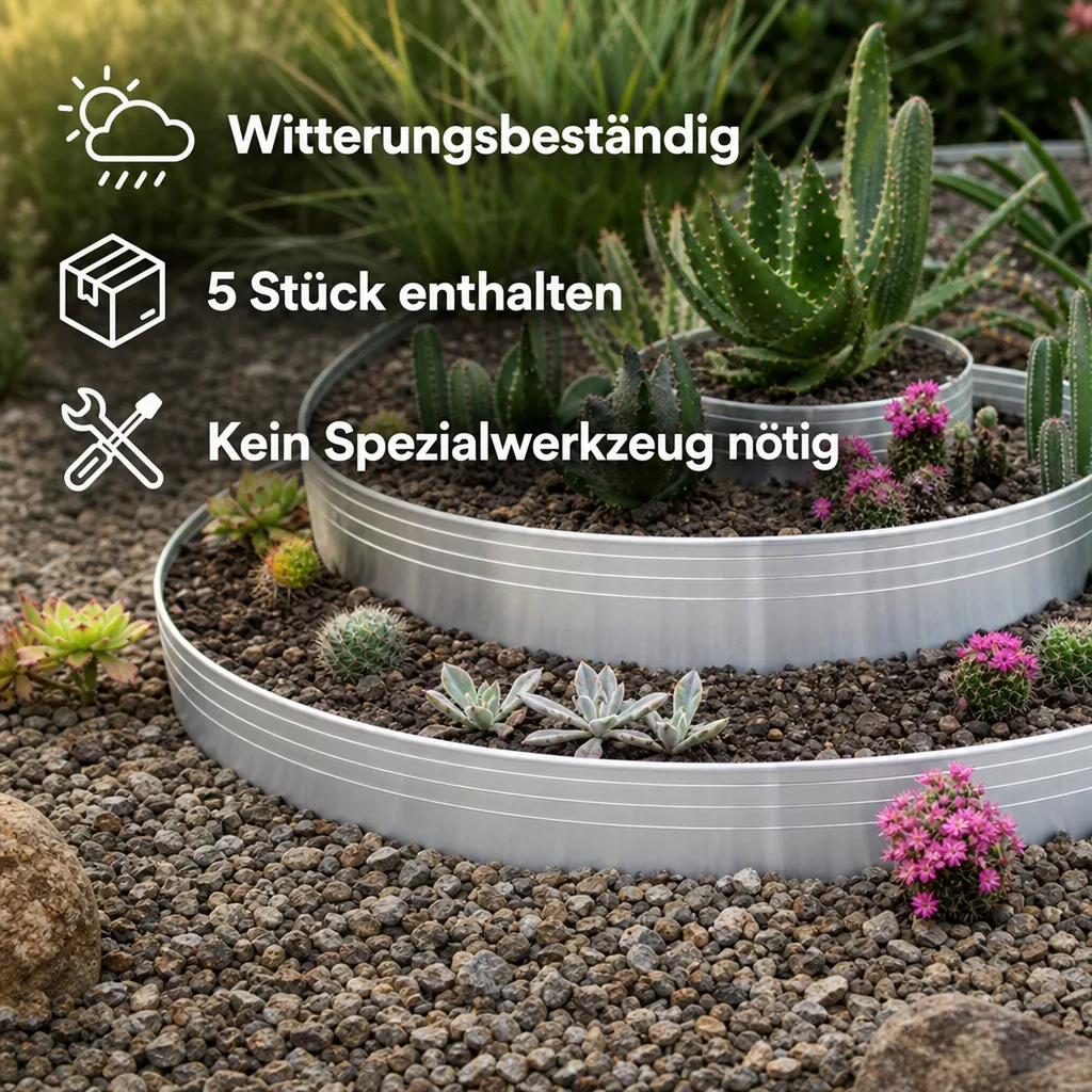 Ultra Starke Alu Rasenkanten 10-14-24 cm, Breite: 24 cm; Menge: 5 Stück; Länge-GS: 1 m