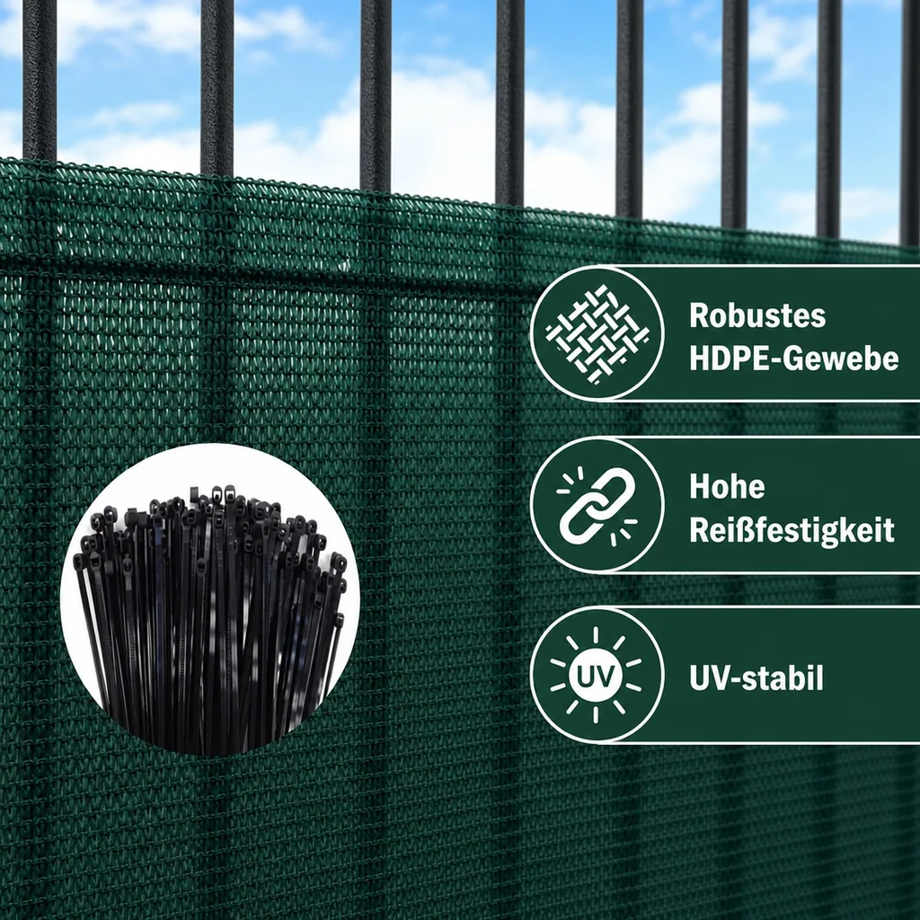 Sichtschutznetz, Windschutznetz, 1x50m, mit Kabelbinder Set