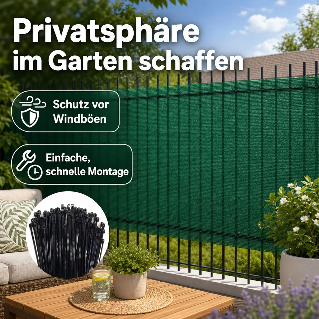 Sichtschutznetz, Windschutznetz, 1x50m, mit Kabelbinder Set