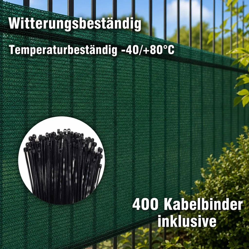 Sichtschutznetz, Windschutznetz, 1x50m, mit Kabelbinder Set