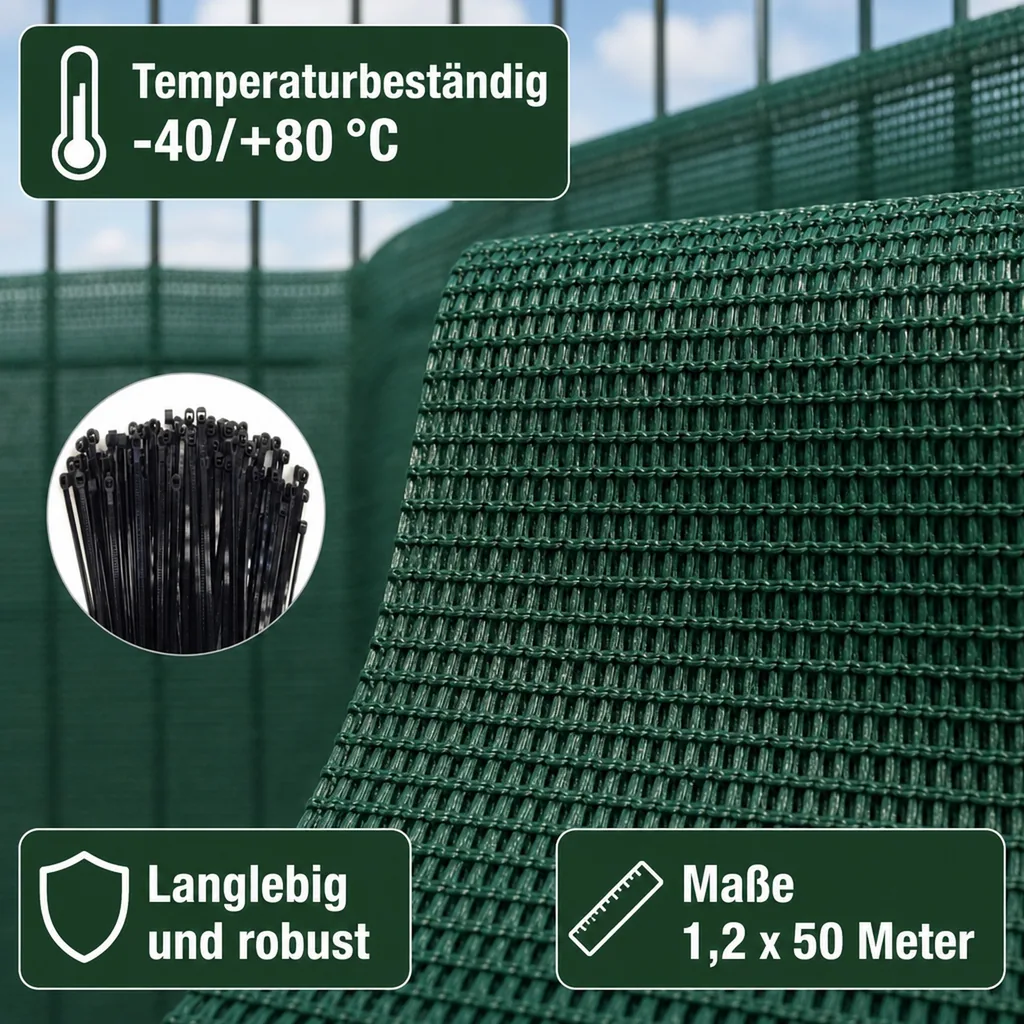 Sichtschutznetz 1,2x50m, Windschutznetz, Gartenzaun Sichtschutz