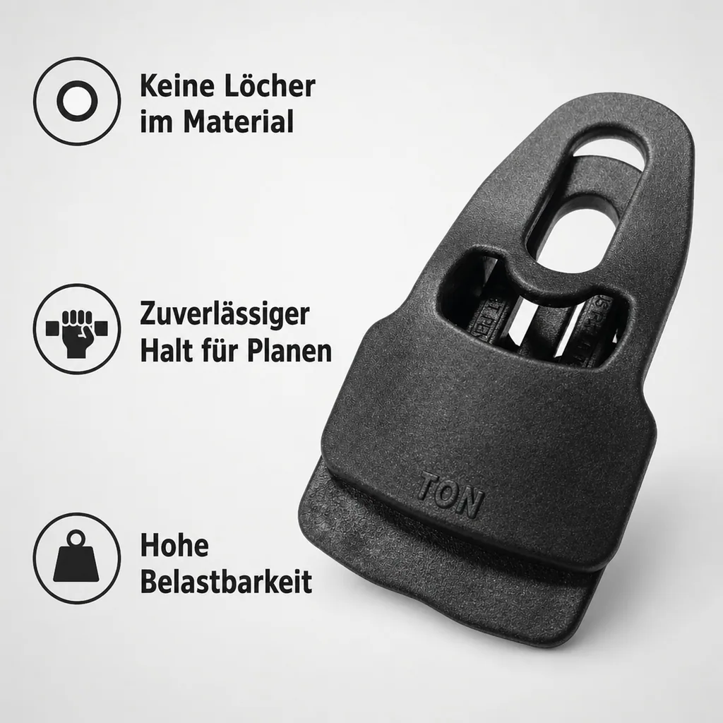 Planen Clips, 10x Befestigungsclips, schwarz, wiederverwendbar