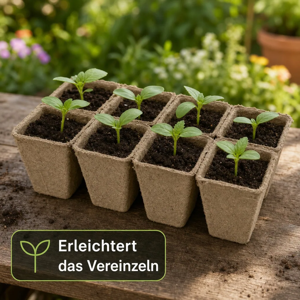 Anzuchtplatten 10 Stück, 6x6 cm, kompostierbar, 8 eckige Töpfe
