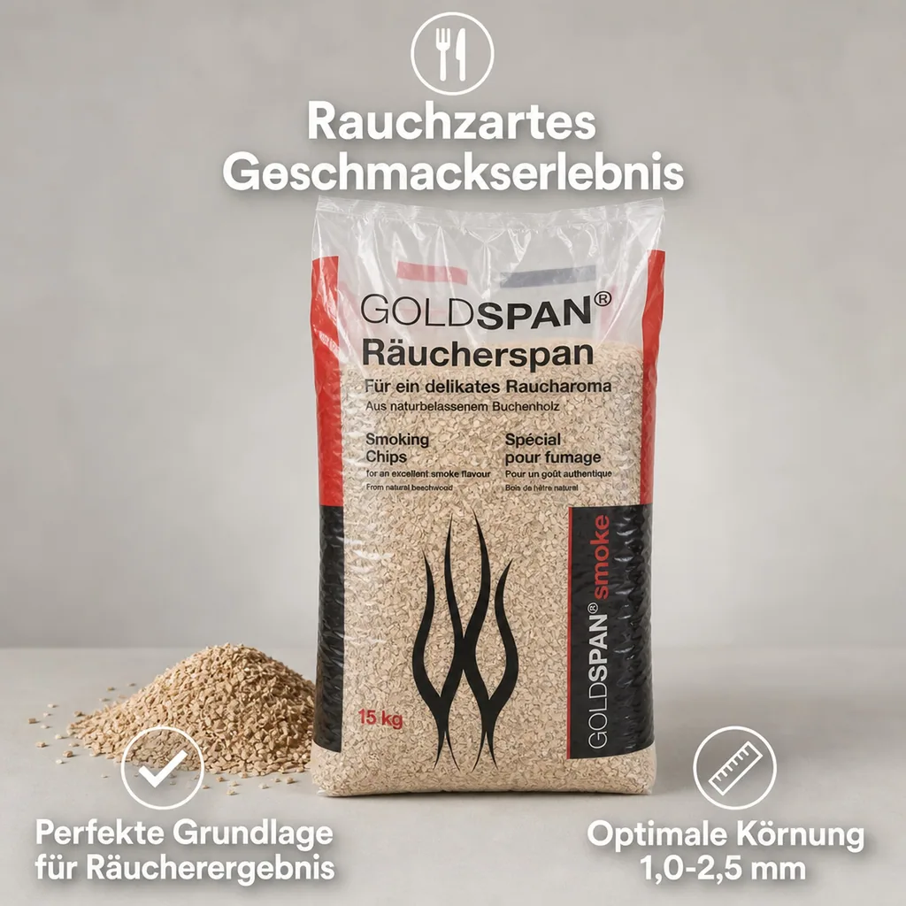 Räucherspäne 15kg, Buchenholzspäne, Smoker Späne, Goldspan