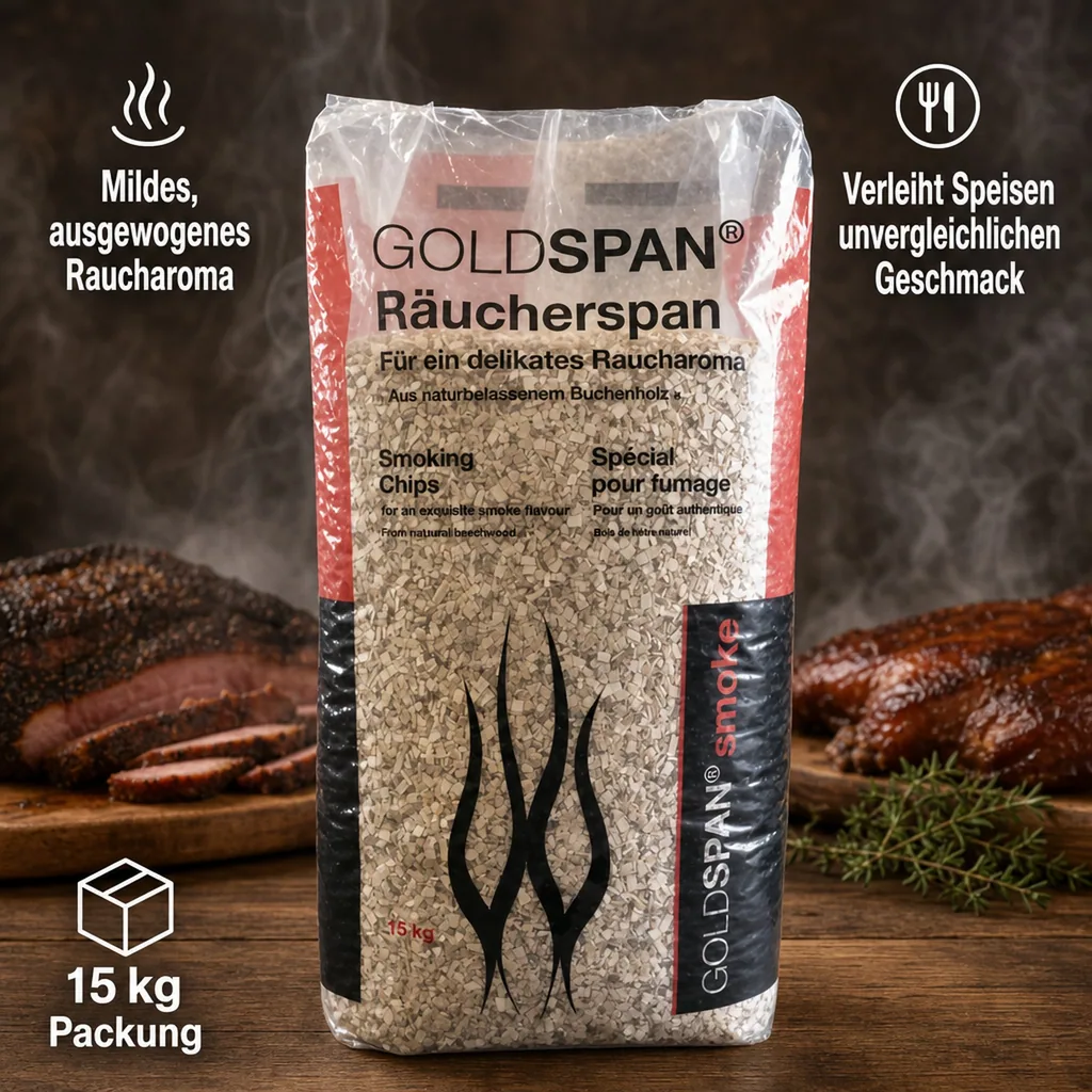 Räucherspäne 15kg, Buchenholzspäne, Smoker Späne, Goldspan
