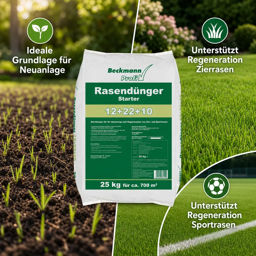 Rasendünger Starter 25kg, Grasdünger, Volldünger Rasen für 700m²
