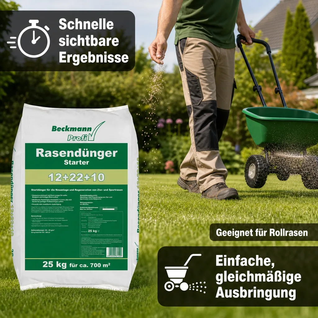 Rasendünger Starter 25kg, Grasdünger, Volldünger Rasen für 700m²