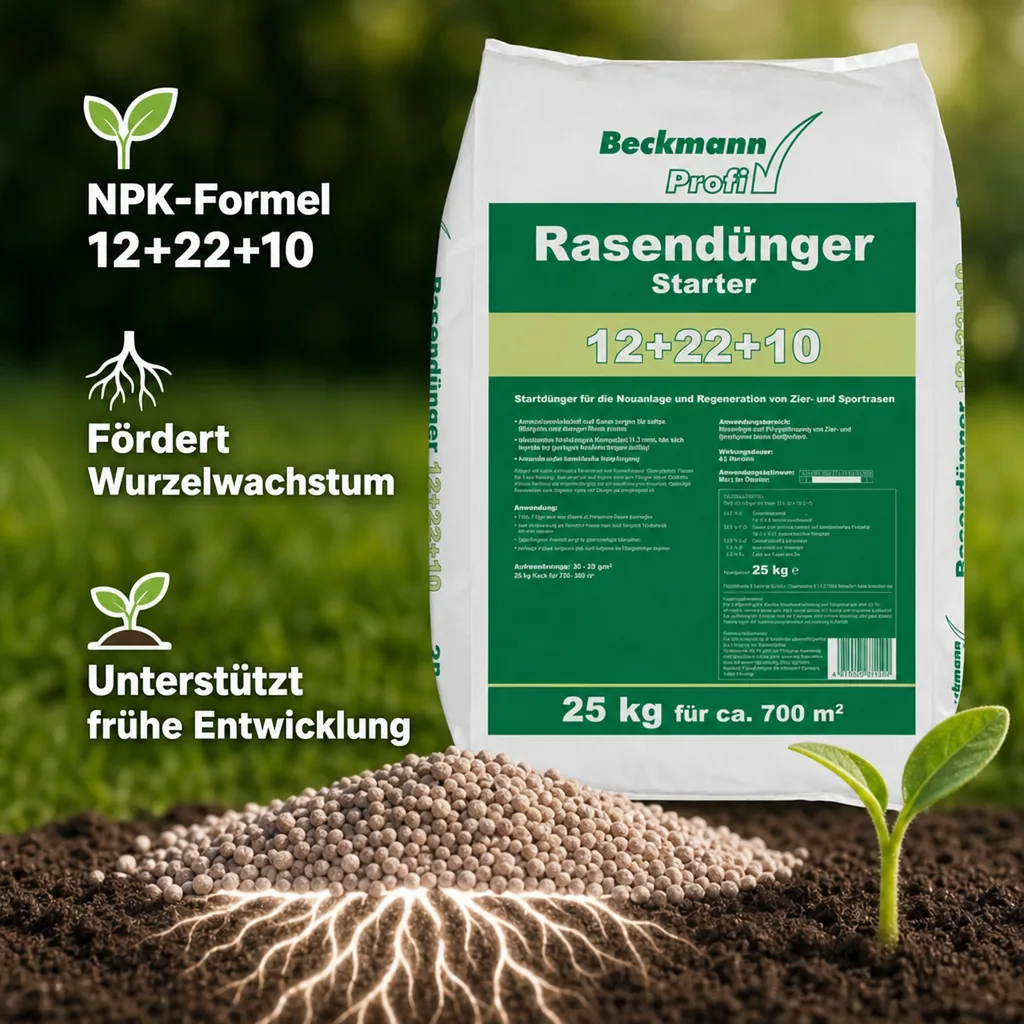 Rasendünger Starter 25kg, Grasdünger, Volldünger Rasen für 700m²
