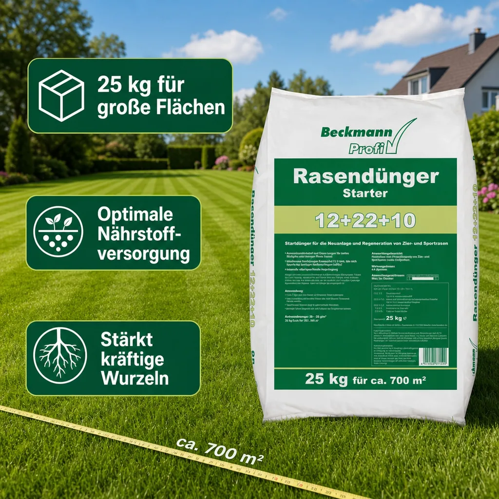 Rasendünger Starter 25kg, Grasdünger, Volldünger Rasen für 700m²