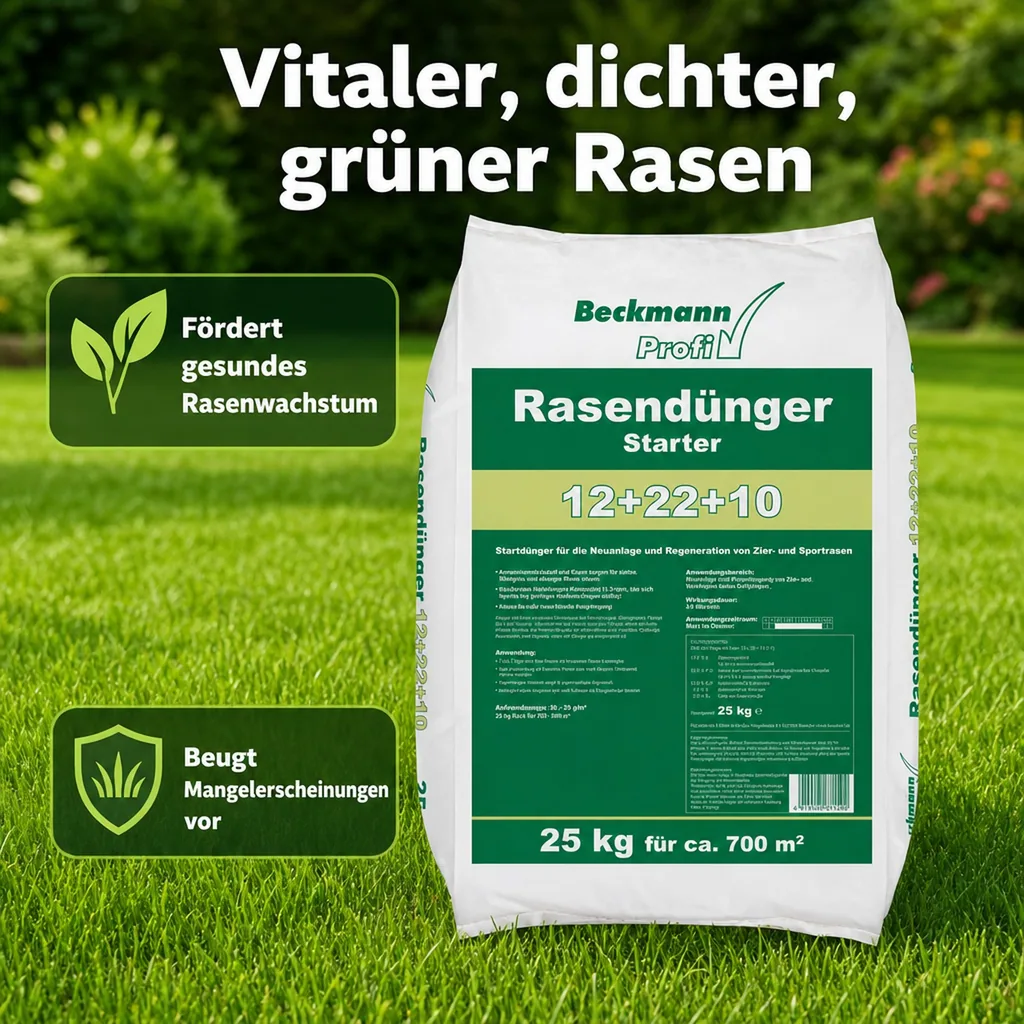 Rasendünger Starter 25kg, Grasdünger, Volldünger Rasen für 700m²