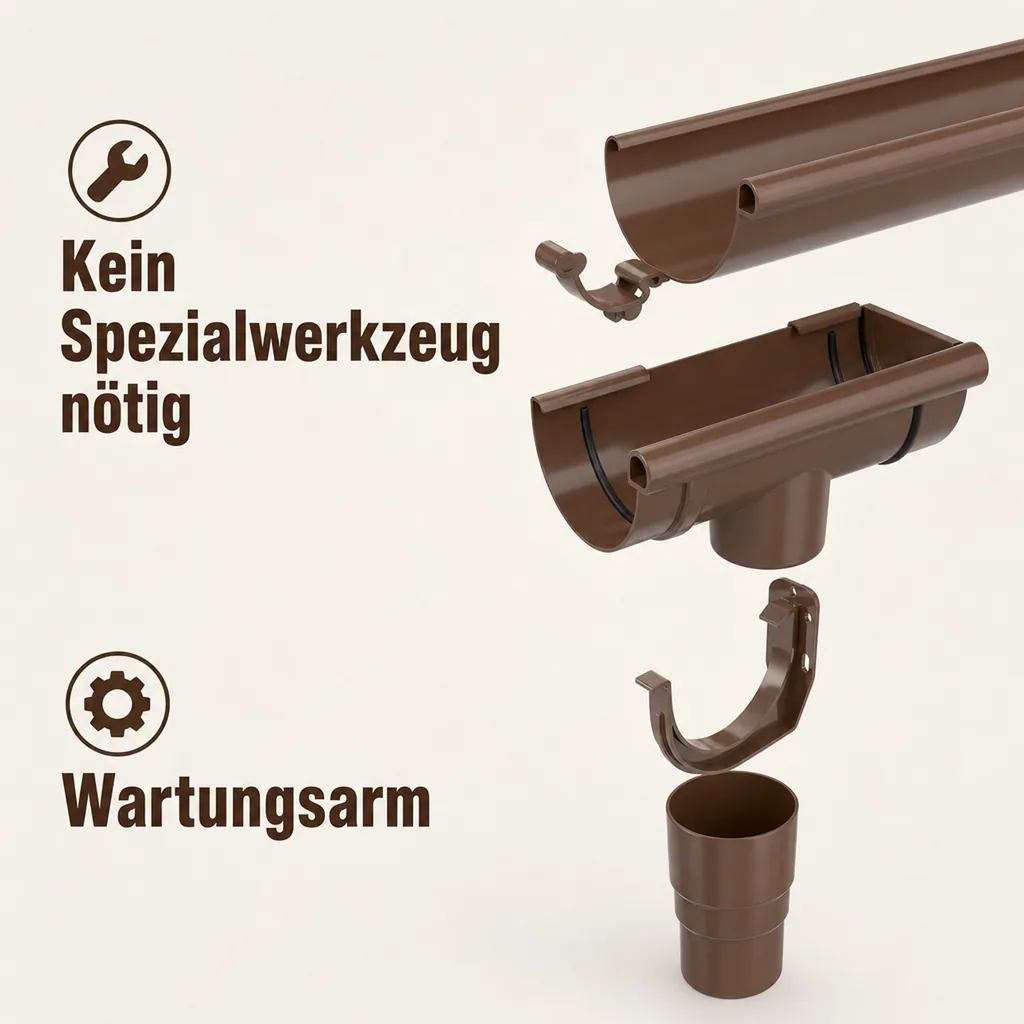 Regenrinne 10m braun, System 75
