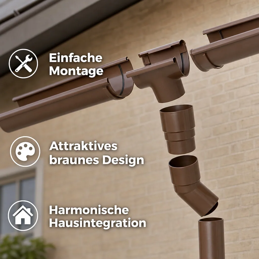 Regenrinne 10m braun, System 75