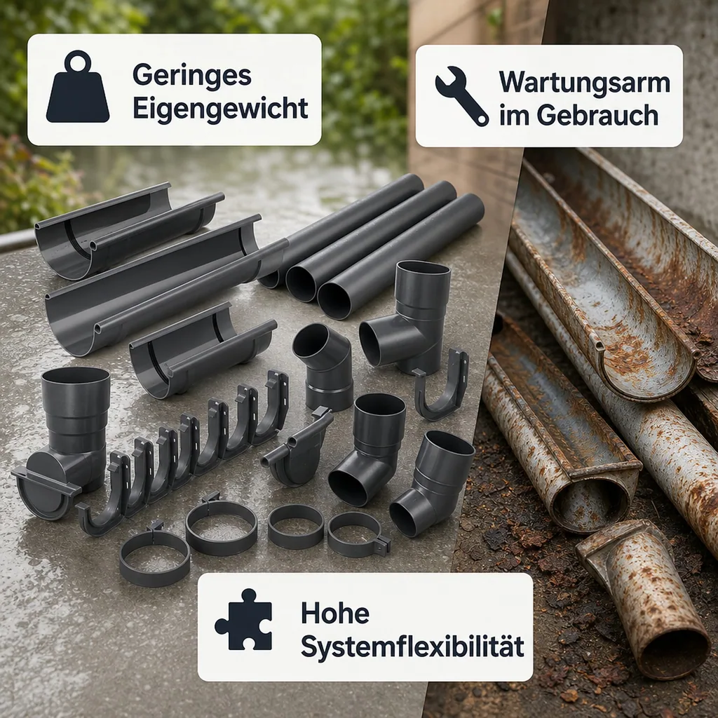 Regenrinne Set graphit 10m, System 75, Dachrinne