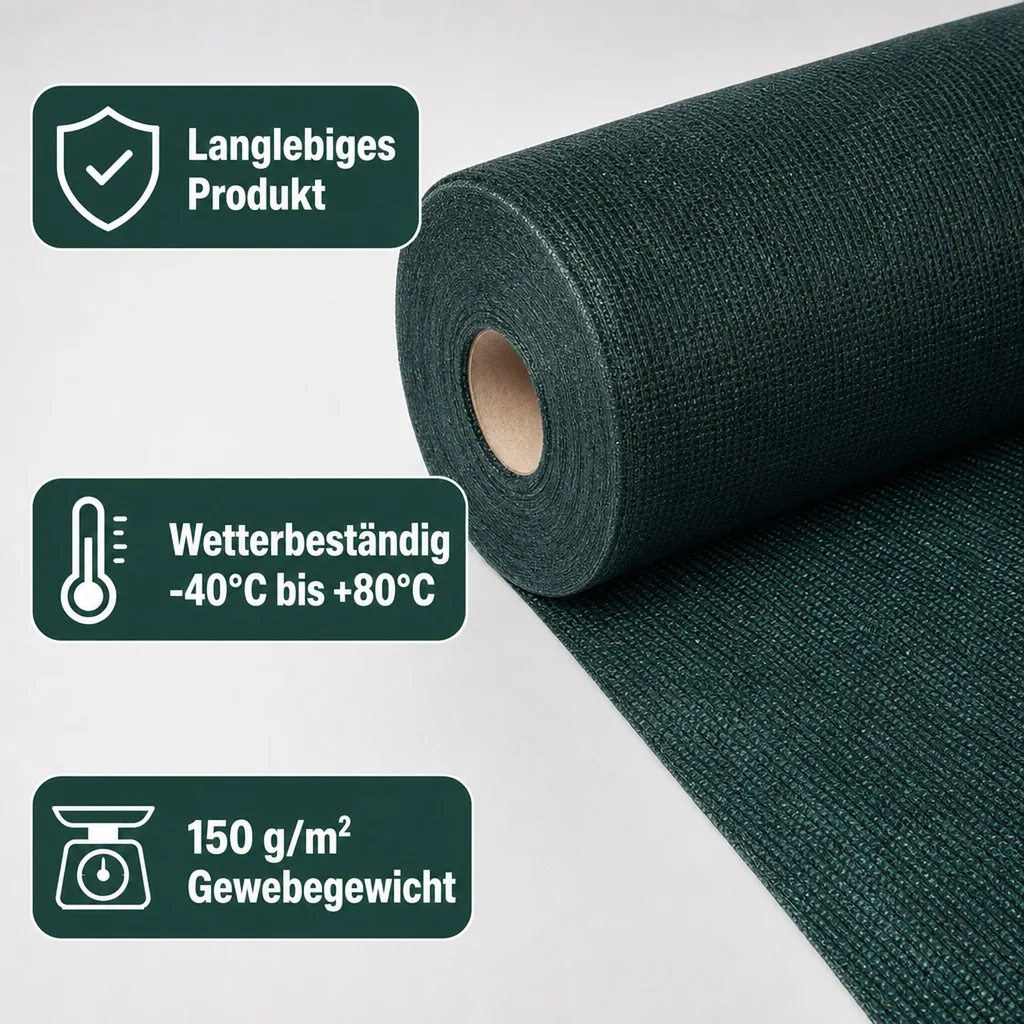 Sichtschutznetz, Windschutznetz, 1,5m x 9m, Zaunblende, Garten, HDPE Gewebe
