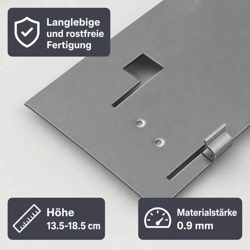 Rasenkanten Metall Höhe 13.5-18.5 cm Länge 120 cm  | Beeteinfassung | Beetumrandung | Beetbegrenzungen, Farbe: Grau; Größe: 1 Stück 13.5cm