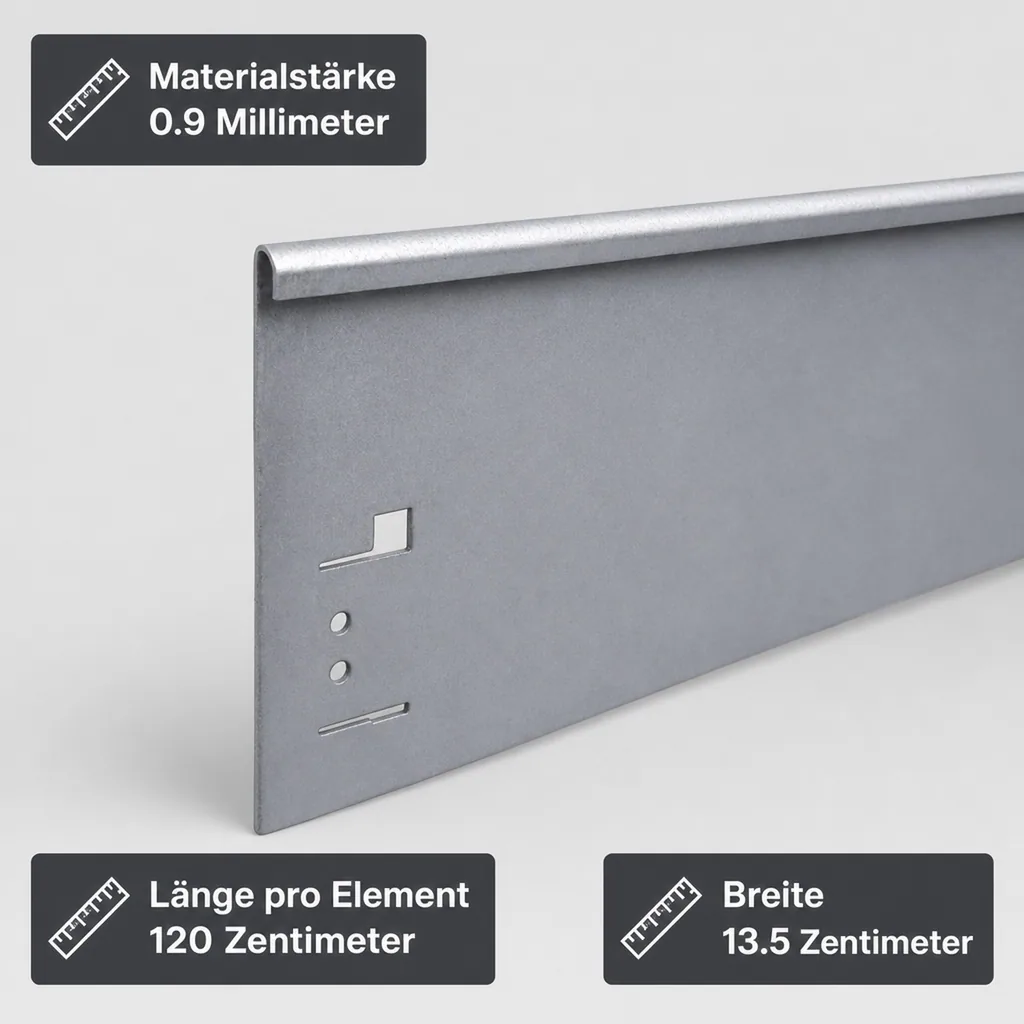 Rasenkanten Metall Höhe 13.5-18.5 cm Länge 120 cm  | Beeteinfassung | Beetumrandung | Beetbegrenzungen, Farbe: Verzinkt; Größe: 1 Stück 13.5cm