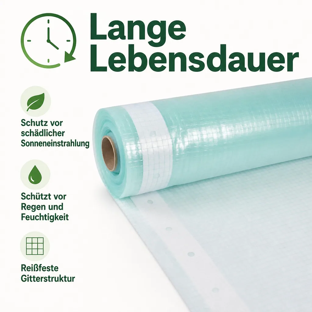 Gitterfolie, Gewächshausfolie, Gartenfolie, 3 Breite x 14 Meter, Nagelrand
