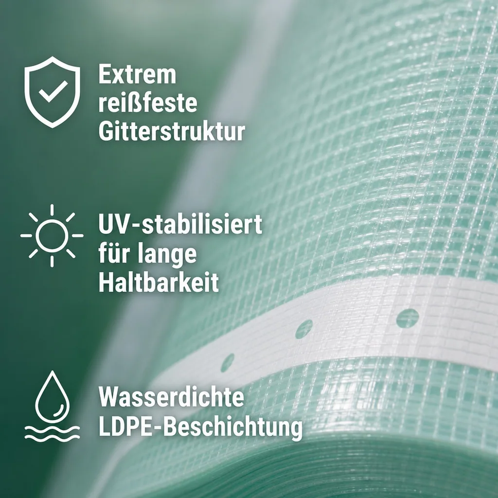 Gitterfolie, Gewächshausfolie, Gartenfolie, 3 Breite x 14 Meter, Nagelrand
