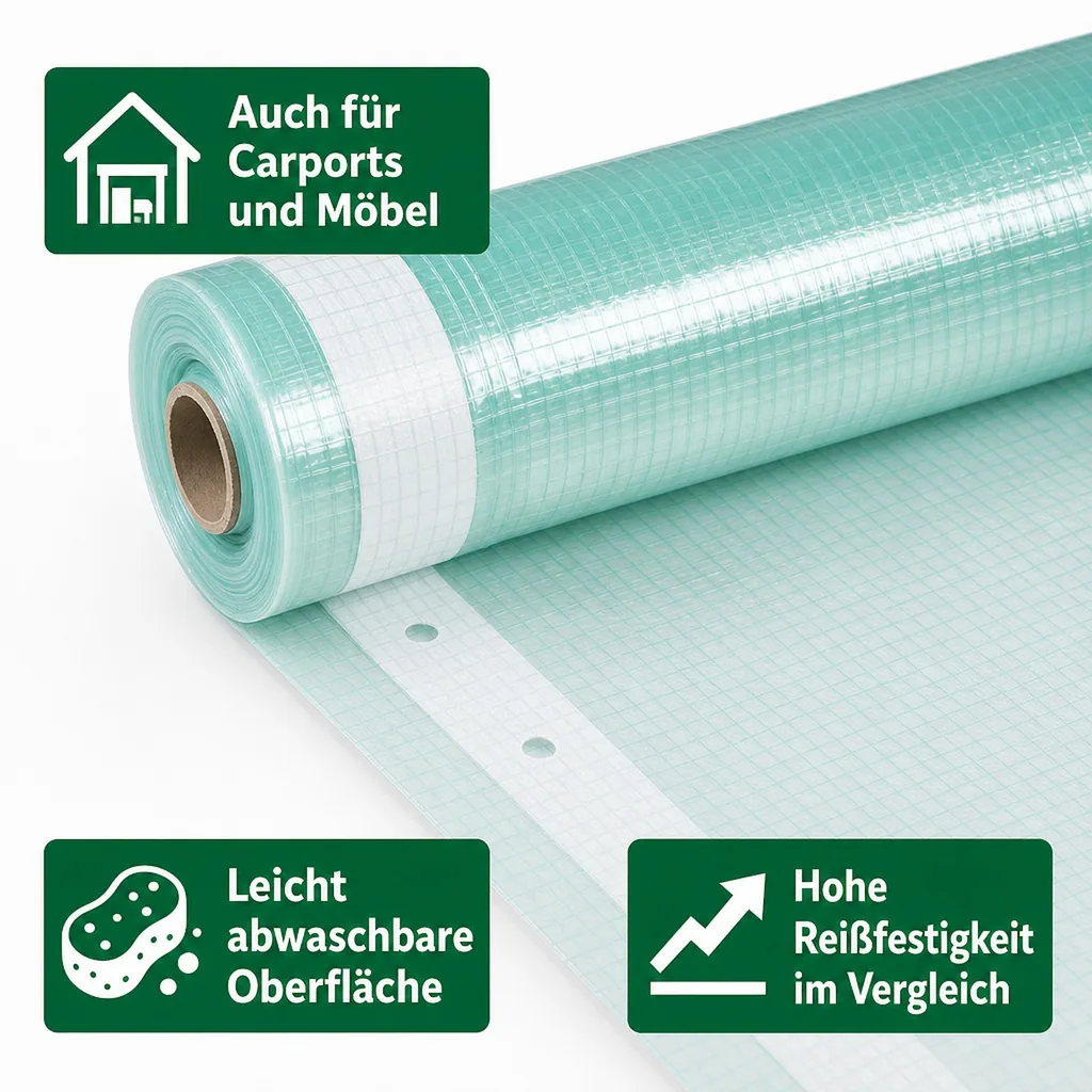 Gitterfolie, Gewächshausfolie, Gartenfolie, 3 Breite x 14 Meter, Nagelrand