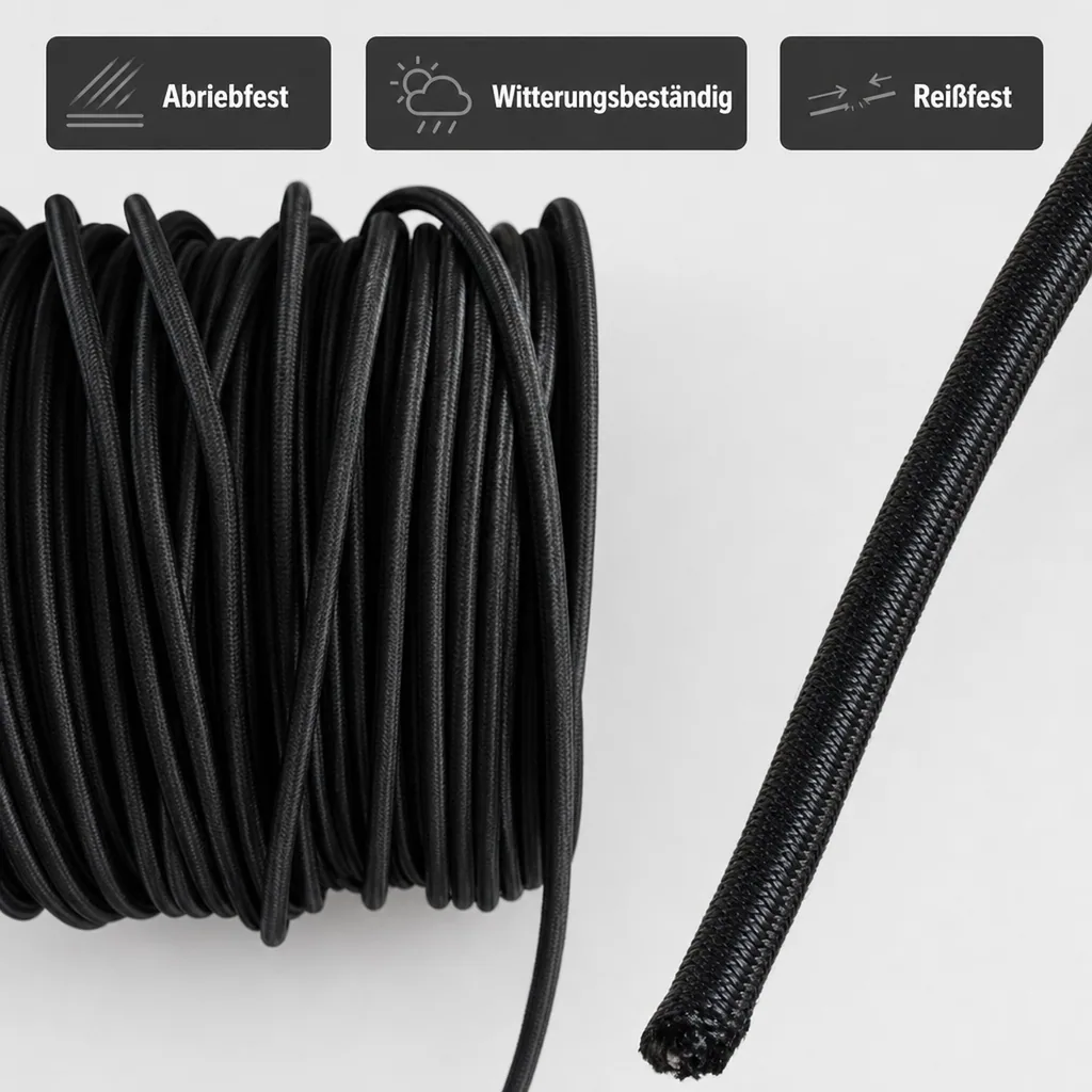 Expanderseil 8mm, schwarz, 30 Meter, Gummiseil, UV-beständig