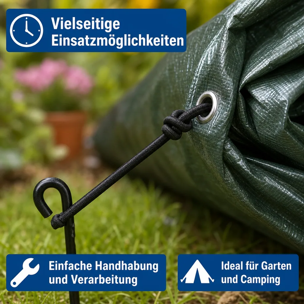 Expanderseil 10mm, schwarz, 15 Meter, Gummiseil, Planenseil, UV-beständig