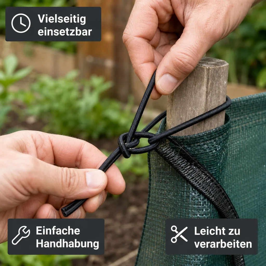 Expanderseil 8 mm, schwarz, 40 m, Gummiseil, PP Ummantelung
