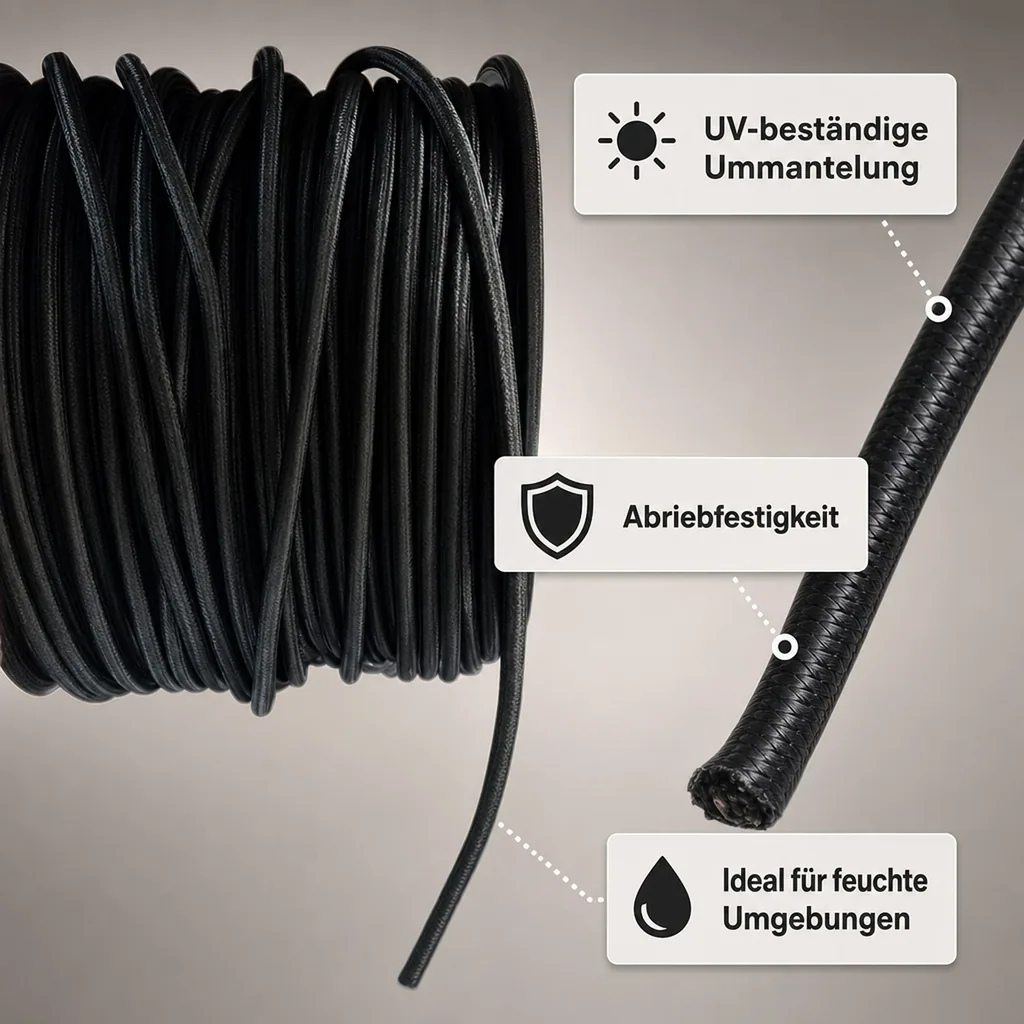 Expanderseil 8 mm, schwarz, 40 m, Gummiseil, PP Ummantelung