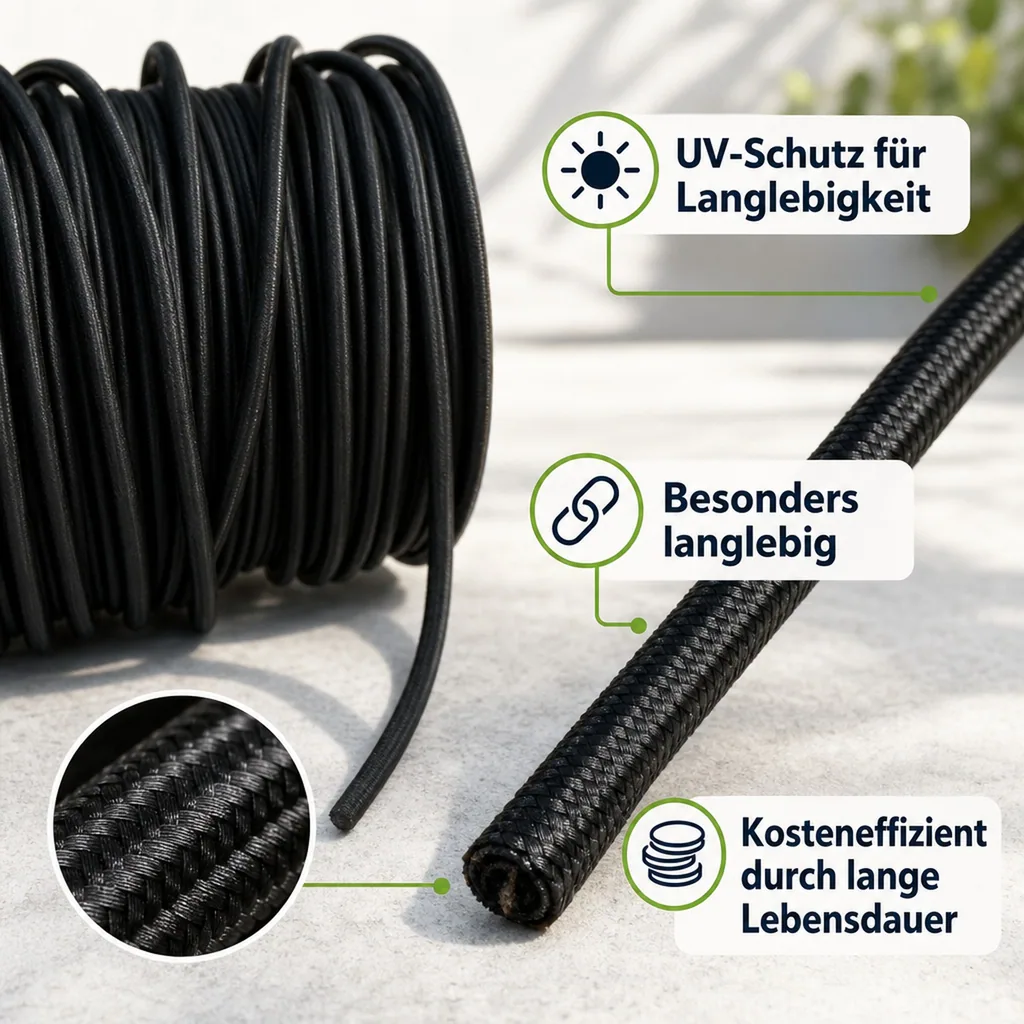 Expanderseil 8 mm schwarz 50 m PP Ummantelung