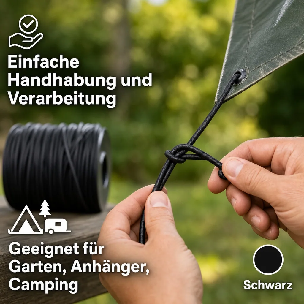 Expanderseil 8 mm schwarz 50 m PP Ummantelung