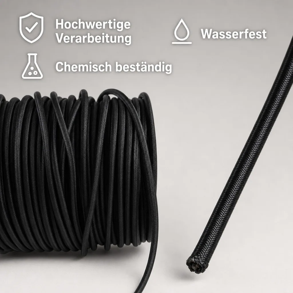 Expanderseil 8 mm, schwarz, 25 m, Gummiseil für Planenbefestigung
