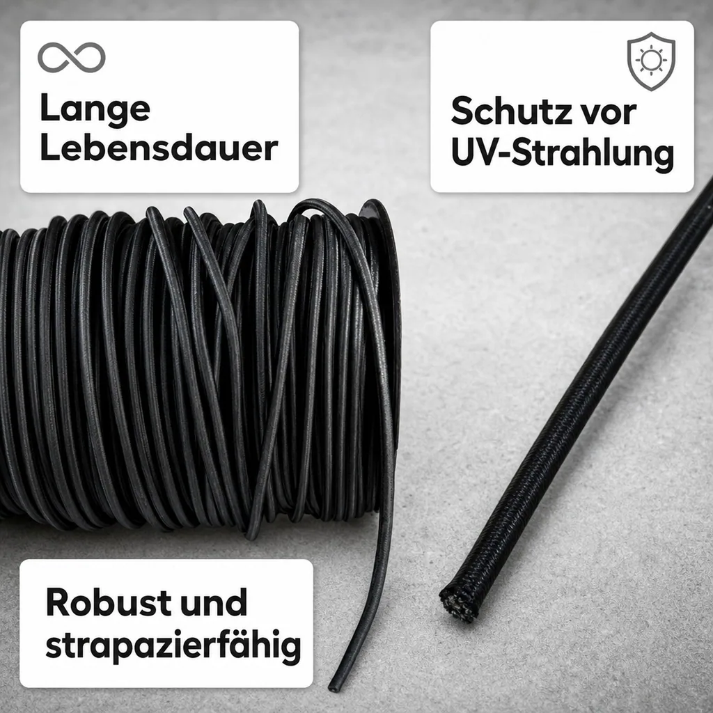 Expanderseil 10mm, schwarz, 5 Meter - Gummiseil für Plane & Anhängernetz
