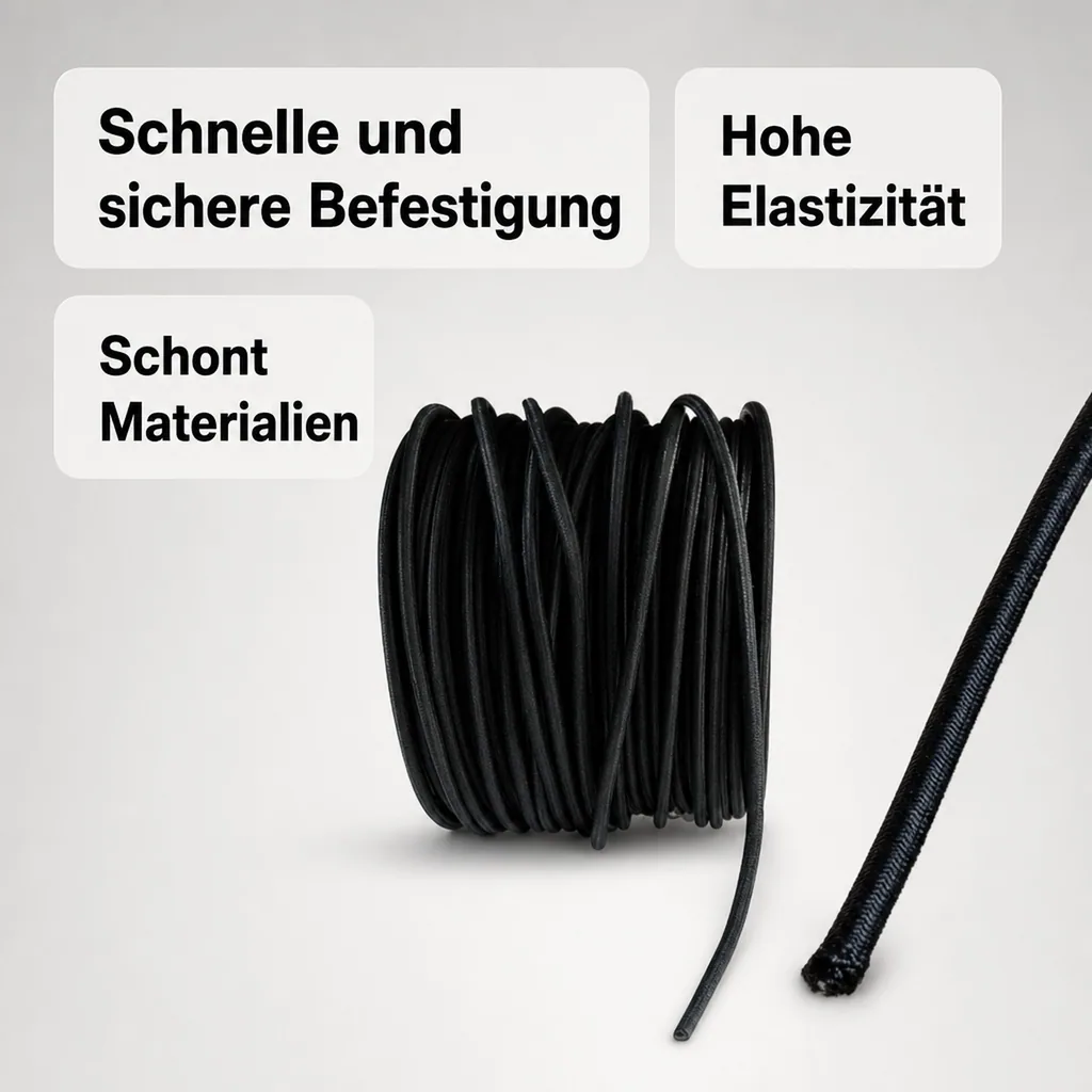 Expanderseil 10mm, schwarz, 5 Meter - Gummiseil für Plane & Anhängernetz