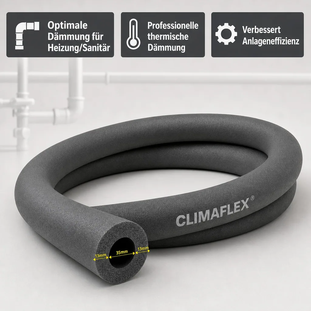 CLIMAFLEX® 2m Isolierschlauch, Rohrisolierung Ø35mm, 13mm Dämmung