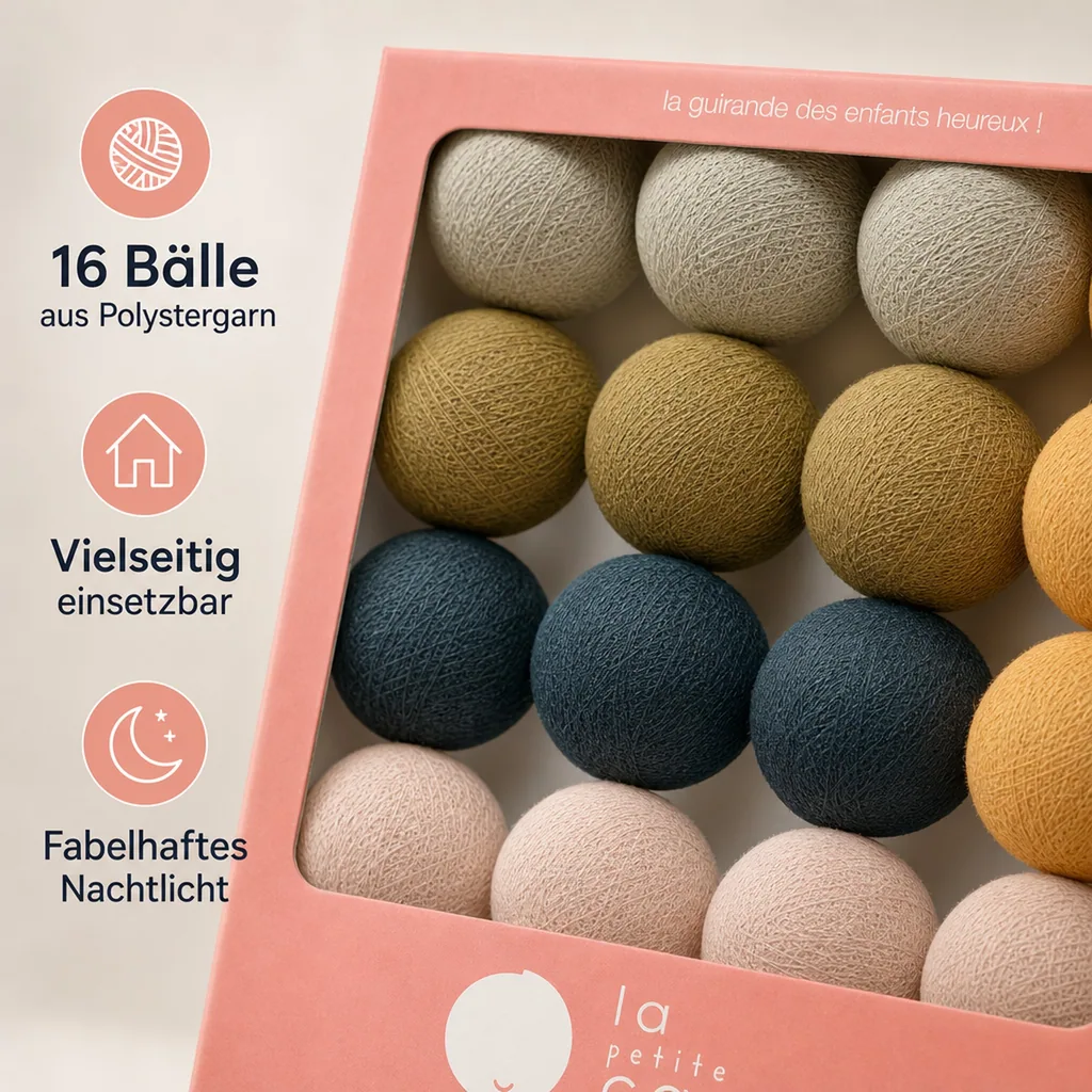 Cousin Paul Mini Lichterkette LED Tim creme grau senf grün