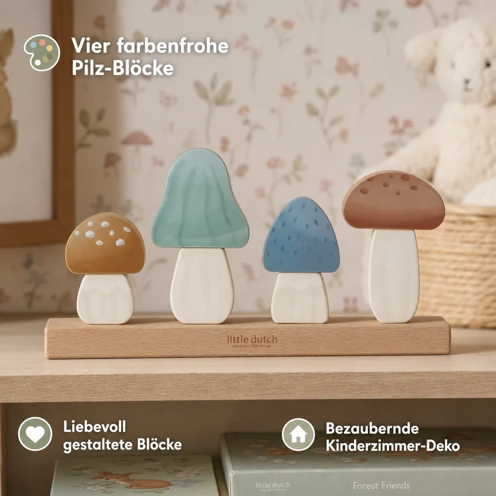 Little Dutch Stapelspielzeug, Stapelspiel - Forest Friends, Pfliegenpilze