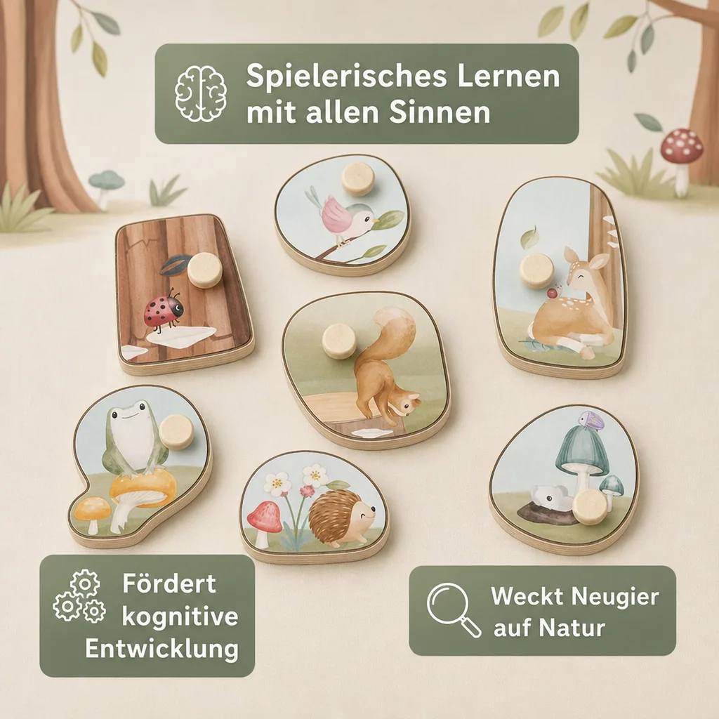 Little Dutch Holzpuzzle, Steckpuzzle, Sound Puzzle - Forest Friends, Blau