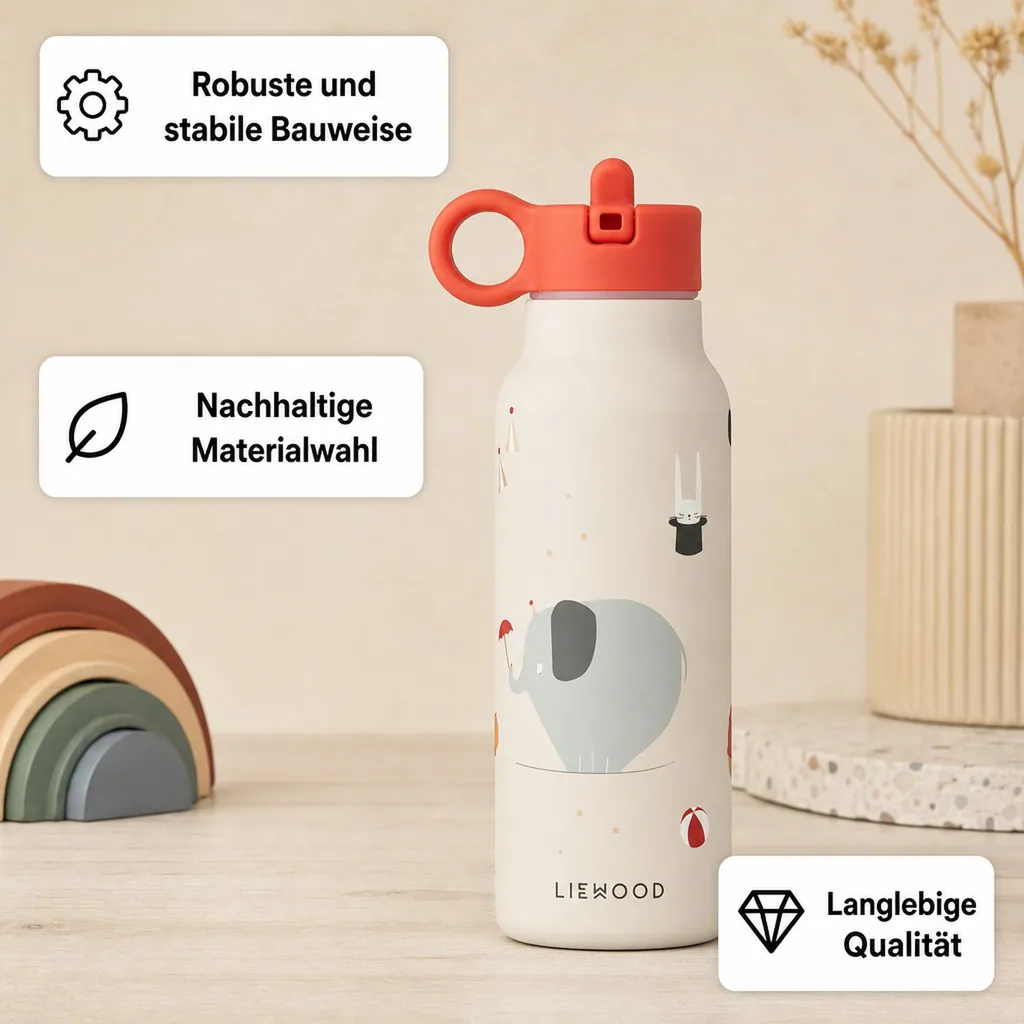 Liewood Falk Wasserflasche,Trinkflasche Kinder - Zirkus / Sand, 350 ml