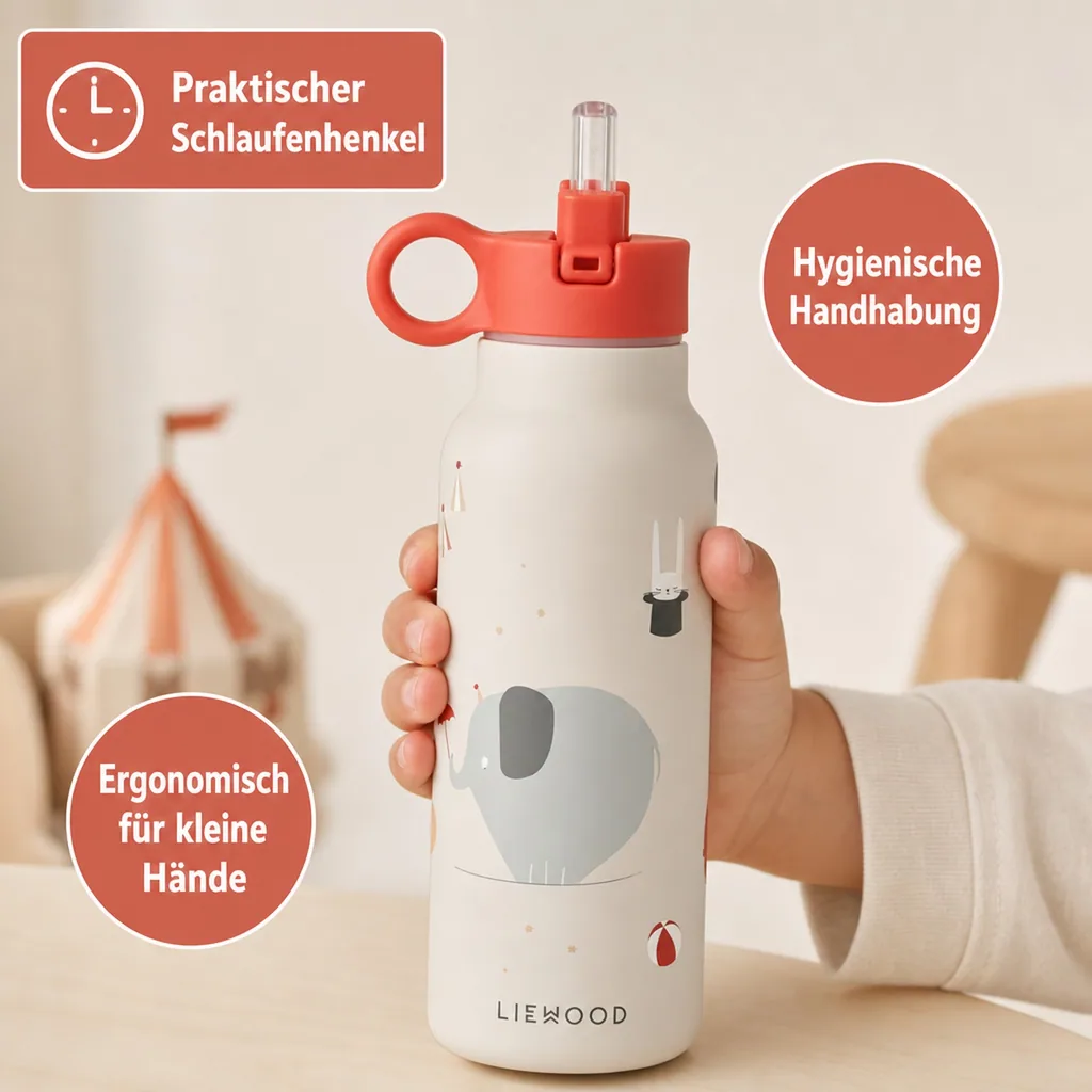 Liewood Falk Wasserflasche,Trinkflasche Kinder - Zirkus / Sand, 350 ml
