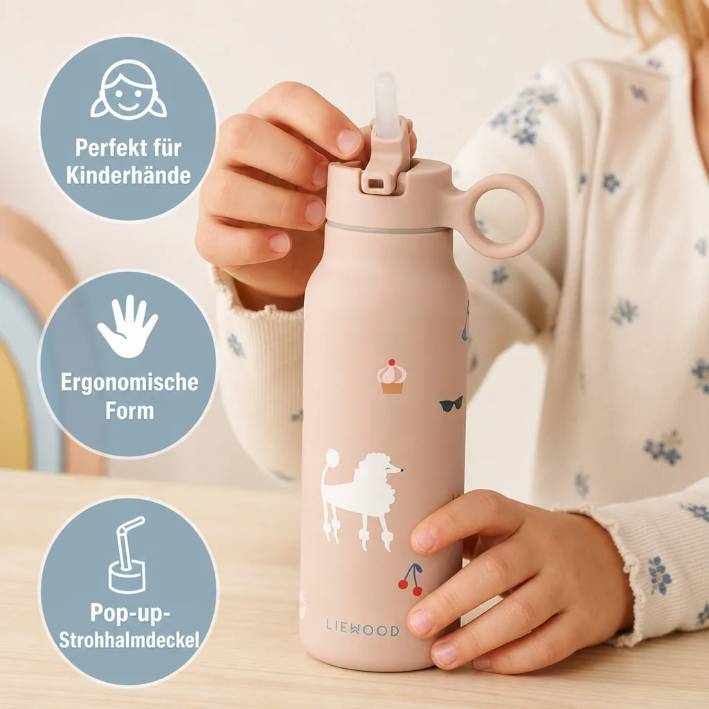 Liewood Falk Wasserflasche,Trinkflasche Kinder - Paris / Blasse Toskana, 350 ml