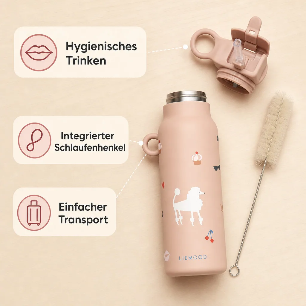 Liewood Falk Wasserflasche,Trinkflasche Kinder - Paris / Blasse Toskana, 350 ml