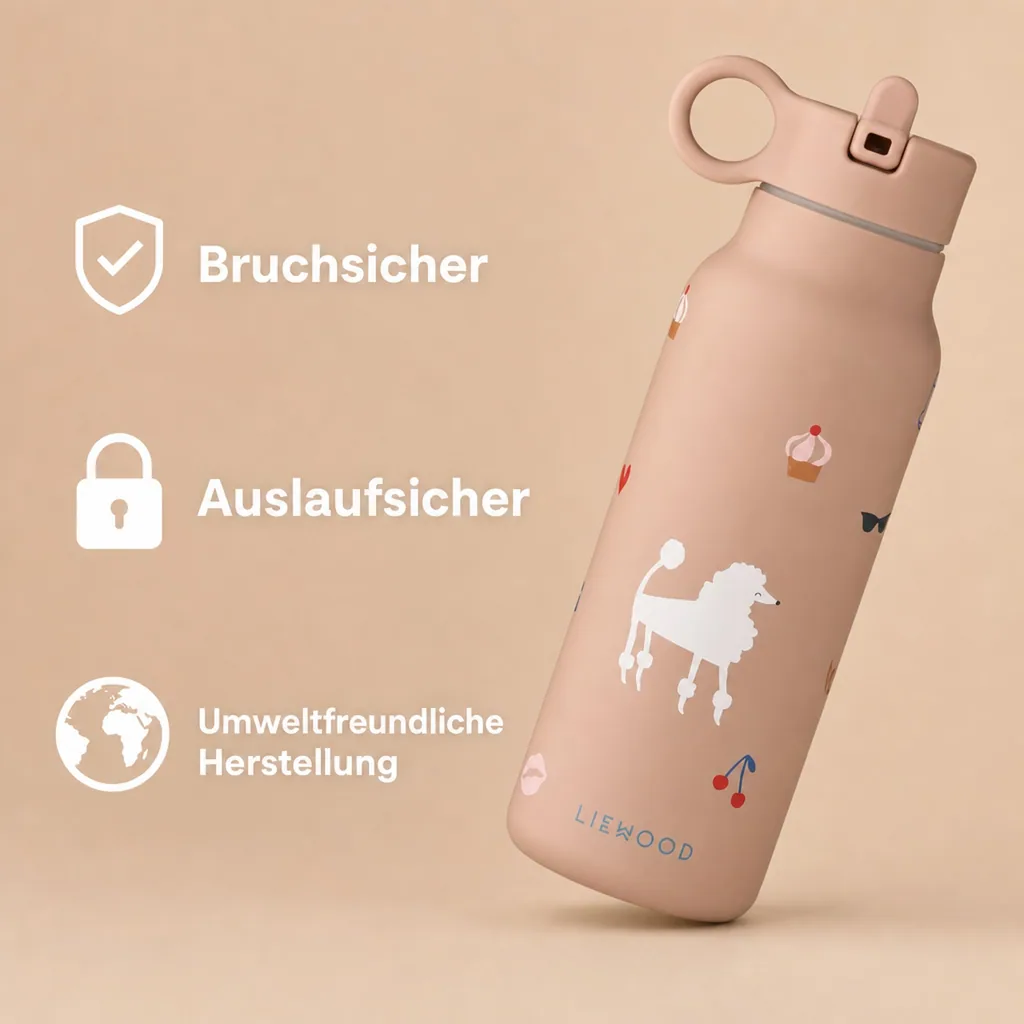 Liewood Falk Wasserflasche,Trinkflasche Kinder - Paris / Blasse Toskana, 350 ml