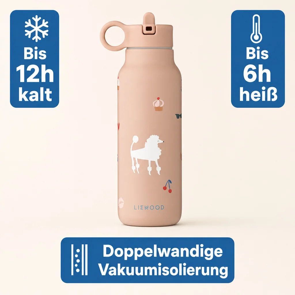 Liewood Falk Wasserflasche,Trinkflasche Kinder - Paris / Blasse Toskana, 350 ml