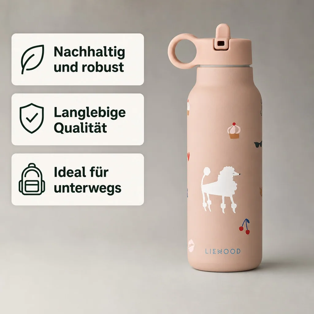 Liewood Falk Wasserflasche,Trinkflasche Kinder - Paris / Blasse Toskana, 350 ml
