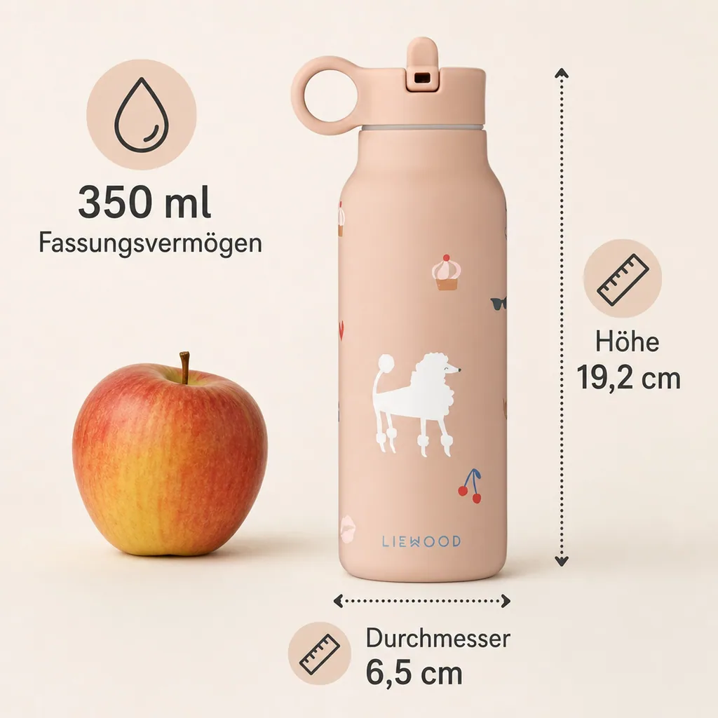 Liewood Falk Wasserflasche,Trinkflasche Kinder - Paris / Blasse Toskana, 350 ml