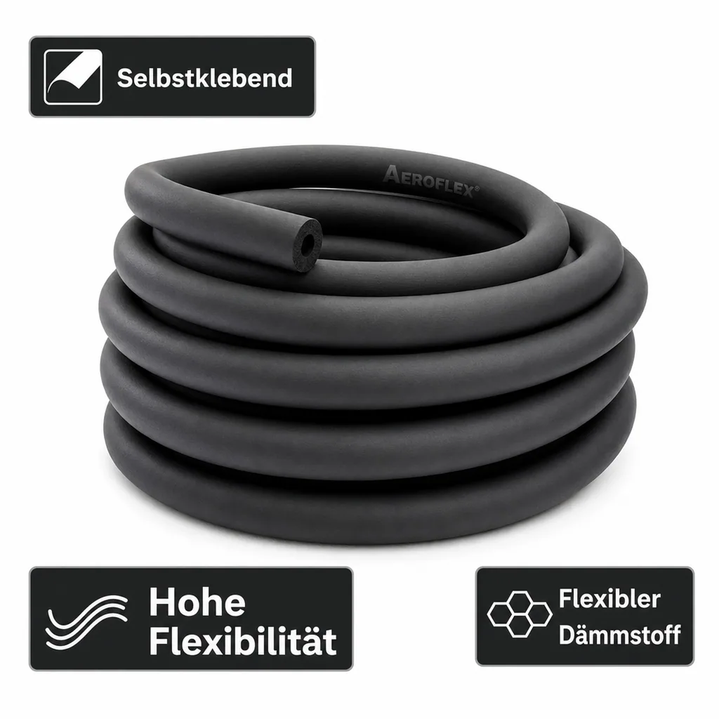 AEROFLEX® SH COIL Pipe Insulation, Pipe Insulation - Continuous, Self-Adhesive, Flexible Insulation Material from Closed-Cell Foam Rubber Base, Black - 28 x 10 mm/16m
