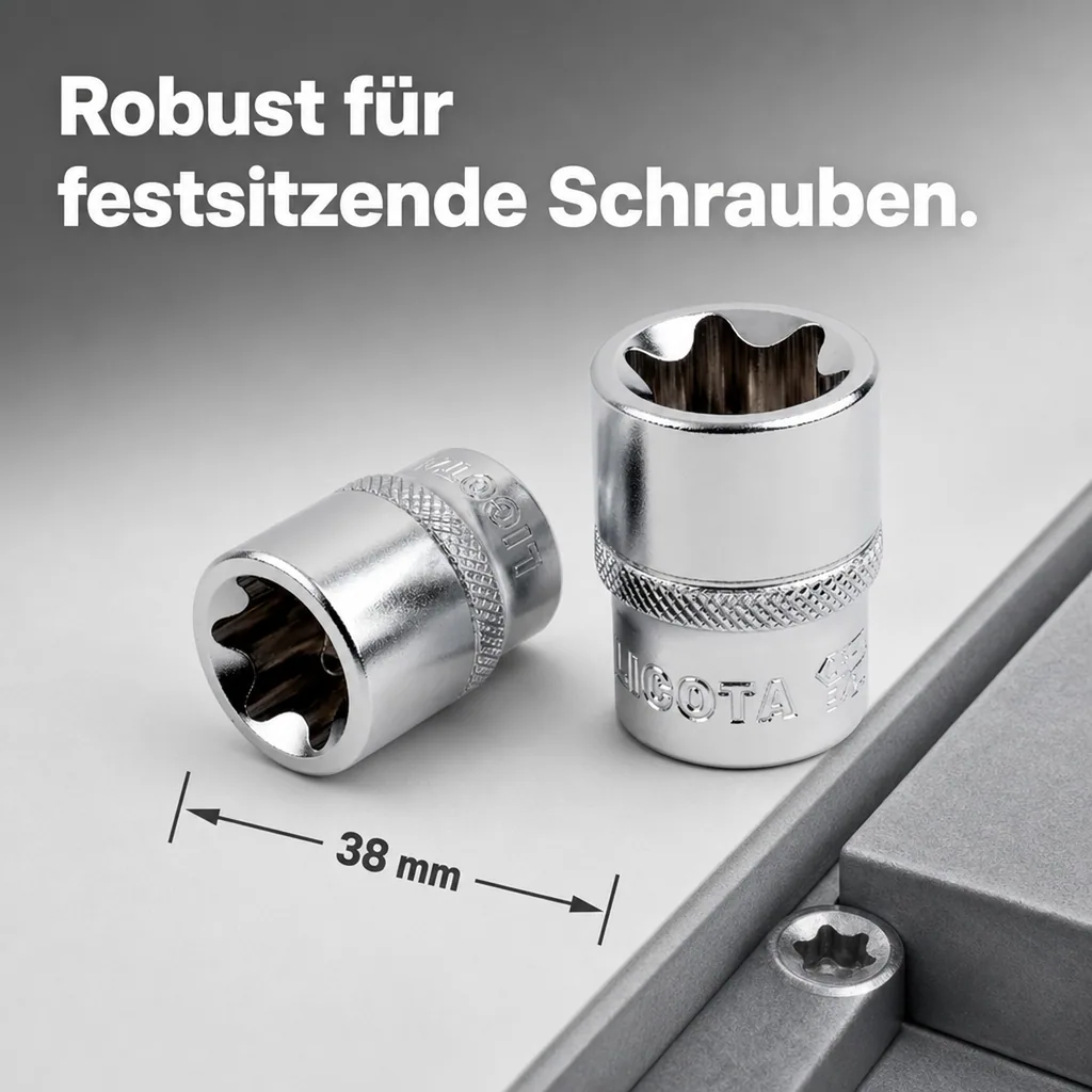 Innensechskant Nuss E12, Aussen Innensechskant Steckschlüssel, 1/2 Zoll