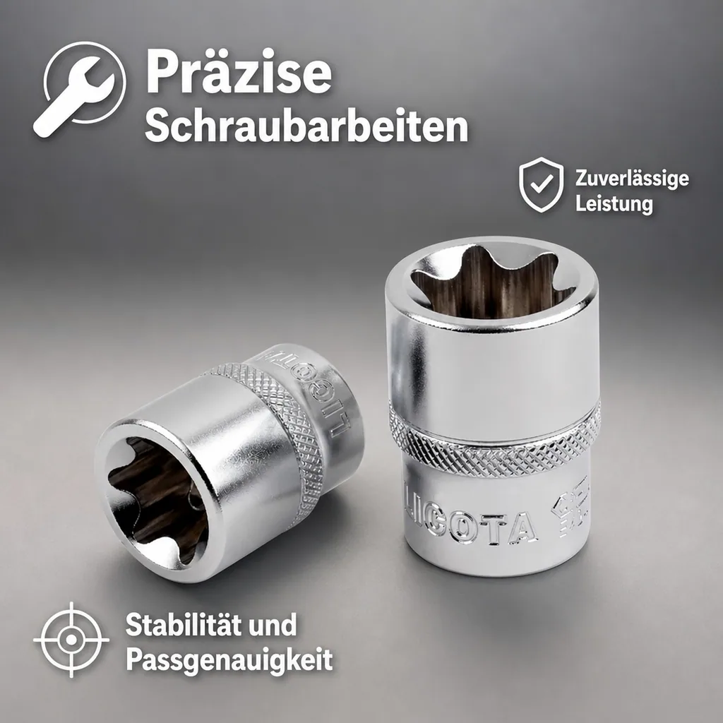 Innensechskant Nuss E20, 1/2 Zoll, Aussen Innensechskant, Werkzeug Nuss CrV
