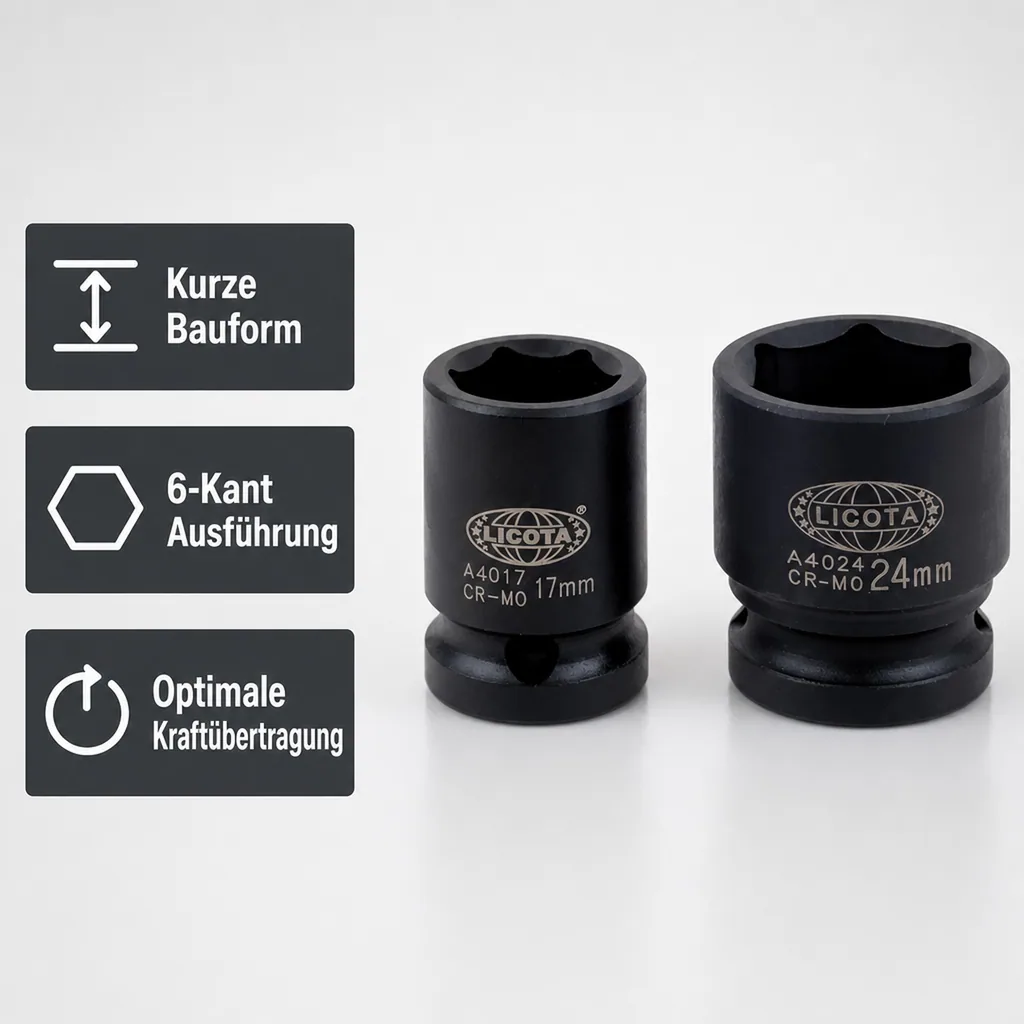 Schlagschraubernuss, 1/2 zoll Nuss, 8mm, Cr-Mo, kurze Industriequalität